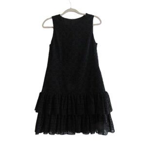PHILOSOPHY DI LORENZO SERAFINI Broderie Anglaise Lace Ruffle Tiered Black Dress